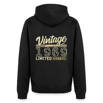 Legende seit 1969 Geboren 1969 Geburtstag 55 Jahre - Unisex Premium Bio Zip Hoodie - Schwarz - Hinten - Nico (187cm)