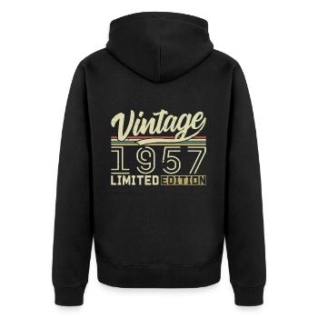 Legende seit 1957 Geboren 1957 Geburtstag 67 Jahre - Unisex Premium Bio Zip Hoodie - Schwarz - Hinten - Nico (187cm)