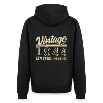 Legende seit 1944 Geboren 1944 Geburtstag 80 Jahre - Unisex Premium Bio Zip Hoodie - Schwarz - Hinten - Nico (187cm)