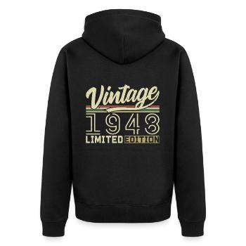 Legende seit 1948 Geboren 1948 Geburtstag 76 Jahre - Unisex Premium Bio Zip Hoodie - Schwarz - Hinten - Nico (187cm)