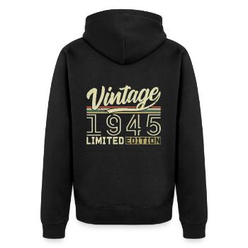 Legende seit 1945 Geboren 1945 Geburtstag 79 Jahre - Unisex Premium Bio Zip Hoodie - Schwarz - Hinten - Nico (187cm)