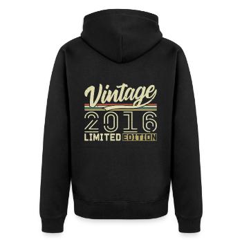 Legend since 2016 Born 2016 Birthday 8 years - Unisex Premium Organic Zip Hoodie - black - Back - Nico (187cm)