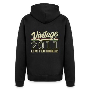 Legende seit 2011 Geboren 2011 Geburtstag 13 Jahre - Unisex Premium Bio Zip Hoodie - Schwarz - Hinten - Nico (187cm)