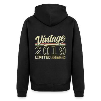 Legend since 2019 Born 2019 Birthday 5 years - Unisex Premium Organic Zip Hoodie - black - Back - Nico (187cm)