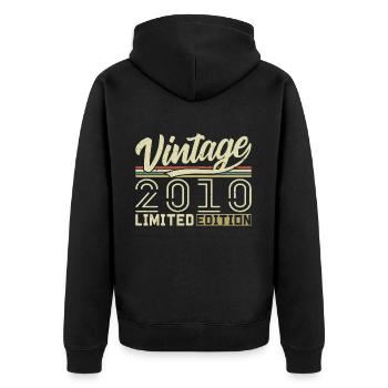 Legende seit 2010 Geboren 2010 Geburtstag 14 Jahre - Unisex Premium Bio Zip Hoodie - Schwarz - Hinten - Nico (187cm)