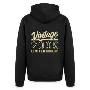 Legend since 2009 Born 2009 Birthday 15 years - Unisex Premium Organic Zip Hoodie - black - Back - Nico (187cm)