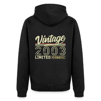 Legend since 2003 Born 2003 Birthday 21 years - Unisex Premium Organic Zip Hoodie - black - Back - Nico (187cm)