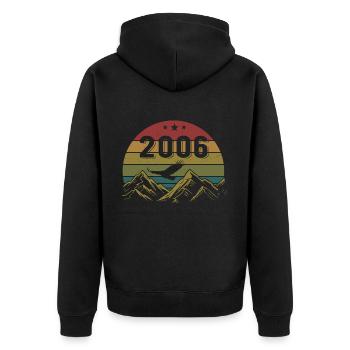 2006 Jahrgang Geburtstag 2006 Retro Geschenkidee - Unisex Premium Bio Zip Hoodie - Schwarz - Hinten - Nico (187cm)