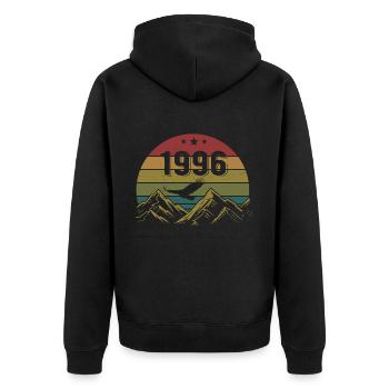 1996 Jahrgang Geburtstag 1996 Retro Geschenkidee - Unisex Premium Bio Zip Hoodie - Schwarz - Hinten - Nico (187cm)
