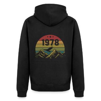 1978 Vintage Birthday 1978 Retro Gift Idea - Unisex Premium Organic Zip Hoodie - black - Back - Nico (187cm)