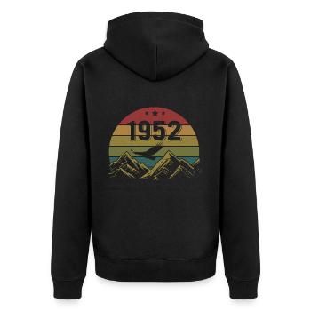 1952 Jahrgang Geburtstag 1952 Retro Geschenkidee - Unisex Premium Bio Zip Hoodie - Schwarz - Hinten - Nico (187cm)
