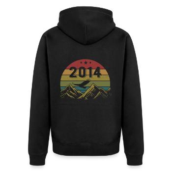 2014 Vintage Birthday 2014 Retro Gift Idea - Unisex Premium Organic Zip Hoodie - black - Back - Nico (187cm)