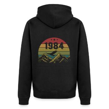 1984 Jahrgang Geburtstag 1984 Retro Geschenkidee - Unisex Premium Bio Zip Hoodie - Schwarz - Hinten - Nico (187cm)