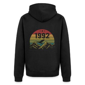 1992 Jahrgang Geburtstag 1992 Retro Geschenkidee - Unisex Premium Bio Zip Hoodie - Schwarz - Hinten - Nico (187cm)