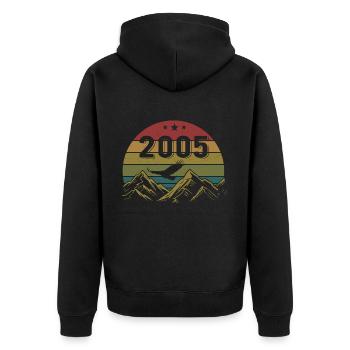 2005 Jahrgang Geburtstag 2005 Retro Geschenkidee - Unisex Premium Bio Zip Hoodie - Schwarz - Hinten - Nico (187cm)
