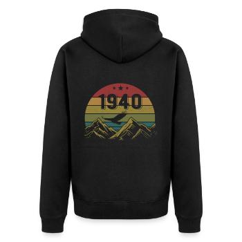 Anniversaire vintage des années 1940 Idée cadeau rétro des années 1940 - Veste à capuche bio Premium Unisexe - noir - Dos - Nico (187cm)