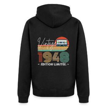 Vintage 1948 cadeau année de naissance 1948 rétro - Veste à capuche bio Premium Unisexe - noir - Dos - Nico (187cm)