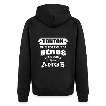 TONTON PLUS FORT QU'UN HEROS PLUS DOUX QU'UN ANGE - Veste à capuche bio Premium Unisexe - noir - Dos - Nico (187cm)