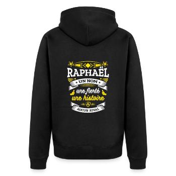 RAPHAËL UN NOM UNE FIERTÉ AUCUN RIVAL - Veste à capuche bio Premium Unisexe - noir - Dos - Nico (187cm)