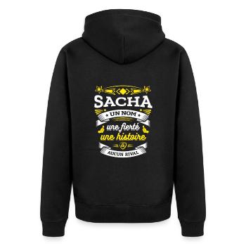 SACHA UN NOM UNE FIERTÉ AUCUN RIVAL - Veste à capuche bio Premium Unisexe - noir - Dos - Nico (187cm)