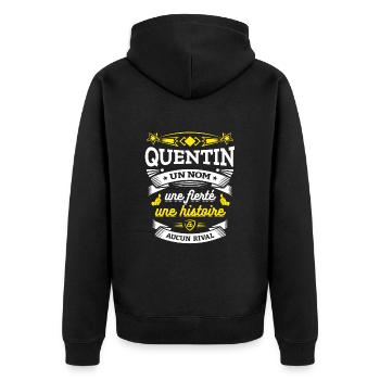 QUENTIN UN NOM UNE FIERTÉ AUCUN RIVAL - Veste à capuche bio Premium Unisexe - noir - Dos - Nico (187cm)