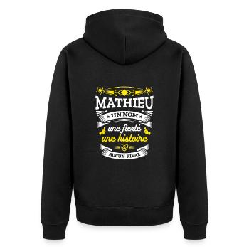 MATHIEU UN NOM UNE FIERTÉ AUCUN RIVAL - Veste à capuche bio Premium Unisexe - noir - Dos - Nico (187cm)