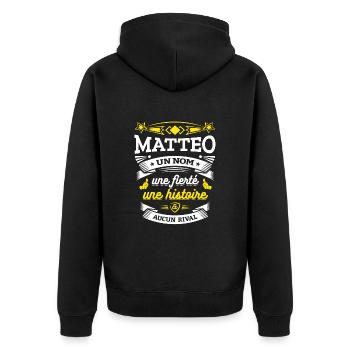 MATTEO UN NOM UNE FIERTÉ AUCUN RIVAL - Veste à capuche bio Premium Unisexe - noir - Dos - Nico (187cm)