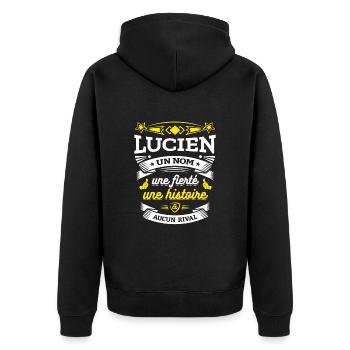 LUCIEN UN NOM UNE FIERTÉ AUCUN RIVAL - Veste à capuche bio Premium Unisexe - noir - Dos - Nico (187cm)
