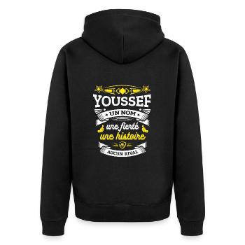 YOUSSEF UN NOM UNE FIERTÉ AUCUN RIVAL - Veste à capuche bio Premium Unisexe - noir - Dos - Nico (187cm)
