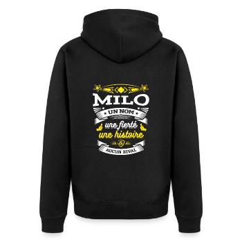 MILO UN NOM UNE FIERTÉ AUCUN RIVAL - Veste à capuche bio Premium Unisexe - noir - Dos - Nico (187cm)