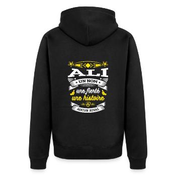 ALI UN NOM UNE FIERTÉ AUCUN RIVAL - Veste à capuche bio Premium Unisexe - noir - Dos - Nico (187cm)