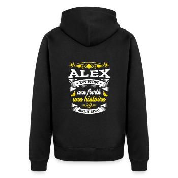 ALEX UN NOM UNE FIERTÉ AUCUN RIVAL - Veste à capuche bio Premium Unisexe - noir - Dos - Nico (187cm)