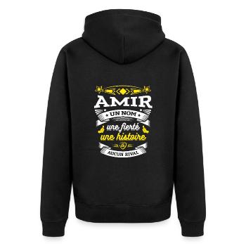 AMIR UN NOM UNE FIERTÉ AUCUN RIVAL - Veste à capuche bio Premium Unisexe - noir - Dos - Nico (187cm)
