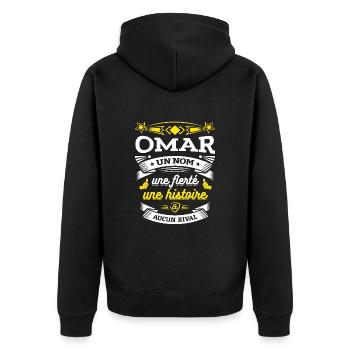 OMAR UN NOM UNE FIERTÉ AUCUN RIVAL - Veste à capuche bio Premium Unisexe - noir - Dos - Nico (187cm)
