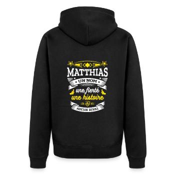 MATTHIAS UN NOM UNE FIERTÉ AUCUN RIVAL - Veste à capuche bio Premium Unisexe - noir - Dos - Nico (187cm)