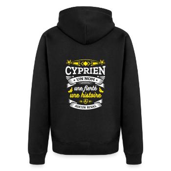 CYPRIEN UN NOM UNE FIERTÉ AUCUN RIVAL - Veste à capuche bio Premium Unisexe - noir - Dos - Nico (187cm)