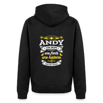 ANDY UN NOM UNE FIERTÉ AUCUN RIVAL - Veste à capuche bio Premium Unisexe - noir - Dos - Nico (187cm)