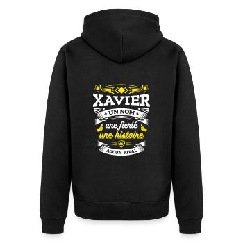 XAVIER UN NOM UNE FIERTÉ AUCUN RIVAL - Veste à capuche bio Premium Unisexe - noir - Dos - Nico (187cm)