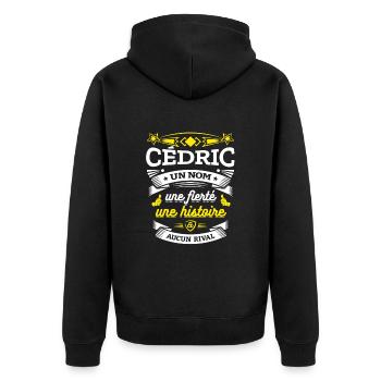 CÉDRIC UN NOM UNE FIERTÉ AUCUN RIVAL - Veste à capuche bio Premium Unisexe - noir - Dos - Nico (187cm)