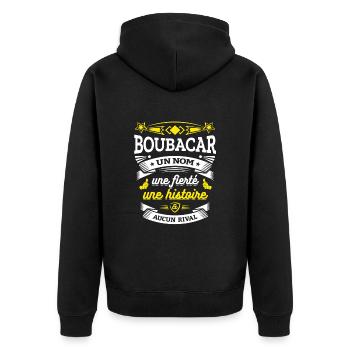 BOUBACAR UN NOM UNE FIERTÉ AUCUN RIVAL - Veste à capuche bio Premium Unisexe - noir - Dos - Nico (187cm)