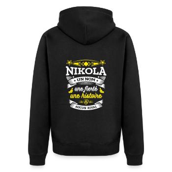 NIKOLA UN NOM UNE FIERTÉ AUCUN RIVAL - Veste à capuche bio Premium Unisexe - noir - Dos - Nico (187cm)