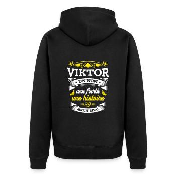 VIKTOR UN NOM UNE FIERTÉ AUCUN RIVAL - Veste à capuche bio Premium Unisexe - noir - Dos - Nico (187cm)