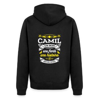 CAMIL UN NOM UNE FIERTÉ AUCUN RIVAL - Veste à capuche bio Premium Unisexe - noir - Dos - Nico (187cm)