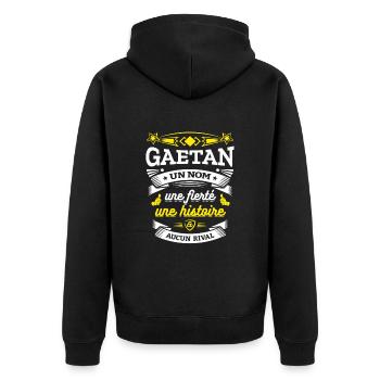 GAETAN UN NOM UNE FIERTÉ AUCUN RIVAL - Veste à capuche bio Premium Unisexe - noir - Dos - Nico (187cm)