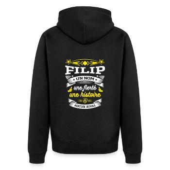 FILIP UN NOM UNE FIERTÉ AUCUN RIVAL - Veste à capuche bio Premium Unisexe - noir - Dos - Nico (187cm)