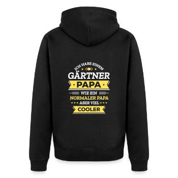 GÄRTNER PAPA: GEBURTSTAG, VATERTAG, WEIHNACHTEN - Unisex Premium Bio Zip Hoodie - Schwarz - Hinten - Nico (187cm)