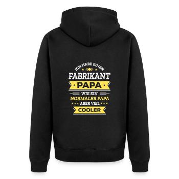 FABRIKANT PAPA: GEBURTSTAG WEIHNACHTEN VATERTAG - Unisex Premium Bio Zip Hoodie - Schwarz - Hinten - Nico (187cm)