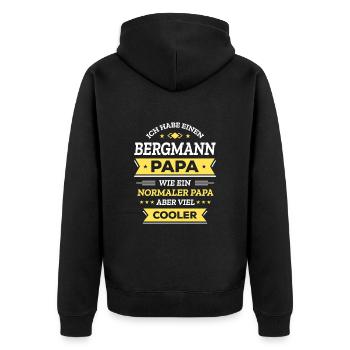 BERGMANN PAPA - COOLER ALS NORMAL, VATERTAG, HELD - Unisex Premium Bio Zip Hoodie - Schwarz - Hinten - Nico (187cm)