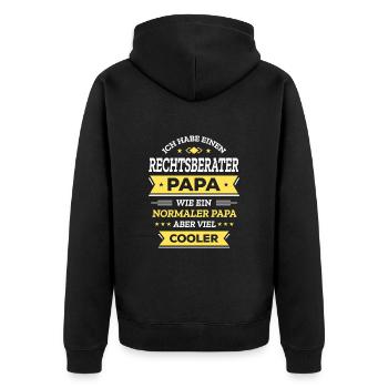 COOLER RECHTSBERATER PAPA VATERTAG GEBURTSTAG - Unisex Premium Bio Zip Hoodie - Schwarz - Hinten - Nico (187cm)
