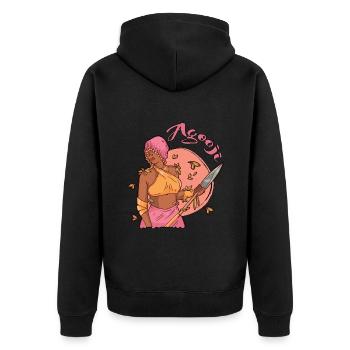 Agooji - Unisex Premium Bio Zip Hoodie - Schwarz - Hinten - Nico (187cm)